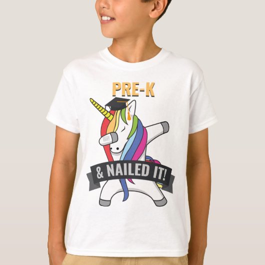 PRE K Nailing it Unicorn Dabbing Afstuderen T-shirt (Voorkant)