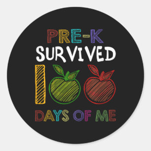 Pre-K overleefde 100 dagen van ME schoolcadeau voo Ronde Sticker