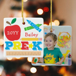 Pre-K peuterspeelzaal aandenken appel kleurpotlood Keramisch Ornament
