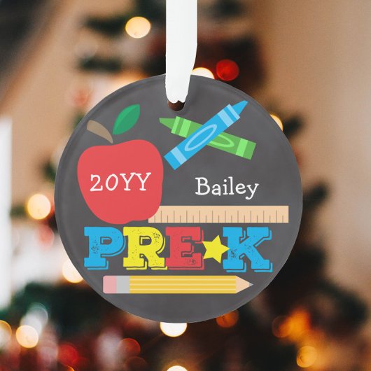 Pre-K Preschool Keepomwille Chalkboard Colorful Ornament