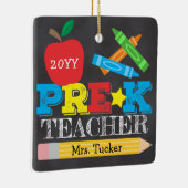 Pre-K Preschool leraar Keepomwille Bright Chalkboa Keramisch Ornament (Rechts)