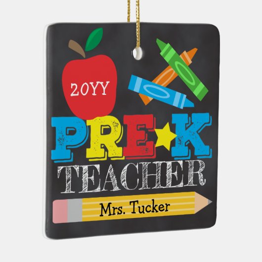 Pre-K Preschool leraar Keepomwille Bright Chalkboa Keramisch Ornament (Rechts)