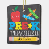 Pre-K Preschool leraar Keepomwille Bright Chalkboa Keramisch Ornament (Links)