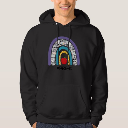 Pre K Rainbow Apple Terug naar school leraar Hoodie (Voorkant)