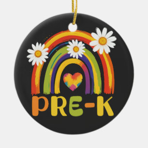 Pre-K Regenboog Terug naar School Pre-K Leraren Keramisch Ornament