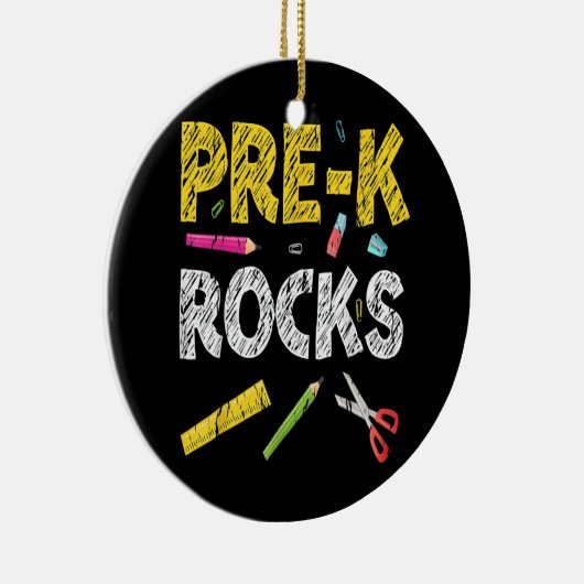 Pre-K Rocks Funny terug naar schoolleraar Keramisch Ornament (Rechts)
