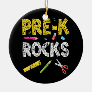 Pre-K Rocks Funny terug naar schoolleraar Keramisch Ornament