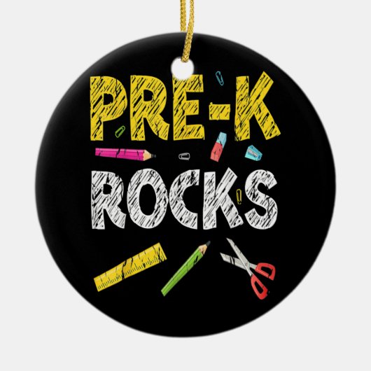 Pre-K Rocks Funny terug naar schoolleraar Keramisch Ornament (Voorkant)