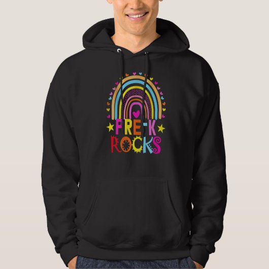 Pre K Rocks Terug naar School Team Pre K Rainbow T Hoodie (Voorkant)
