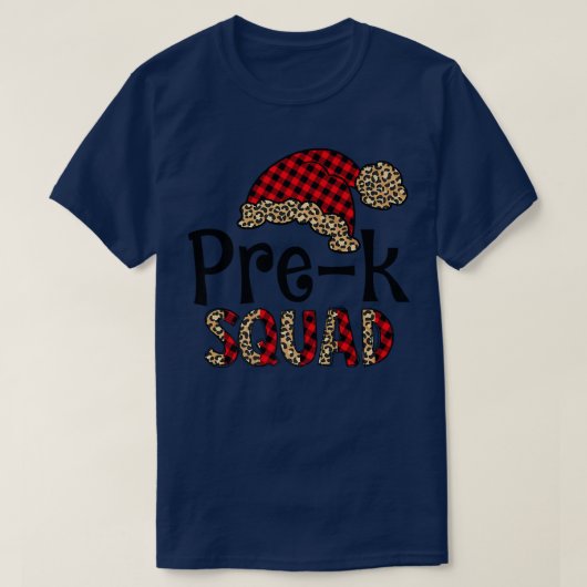 Pre K Santa Hat Buffalo Pset Leopard Funny Xmas T-shirt (Design voorkant)