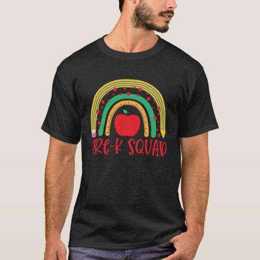 Pre K Squad Docent Eerste Dag van de School T-shirt (Voorkant)