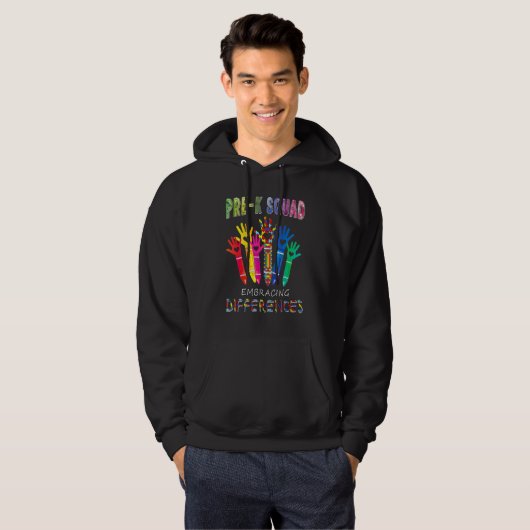 Pre K Squad Embracing Differences Autism SPED Teac Hoodie (Voorkant volledig)