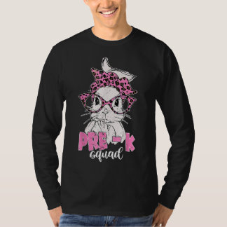 Pre K Squad Leopard Bril Bunny Gezicht Pasen Match T-shirt
