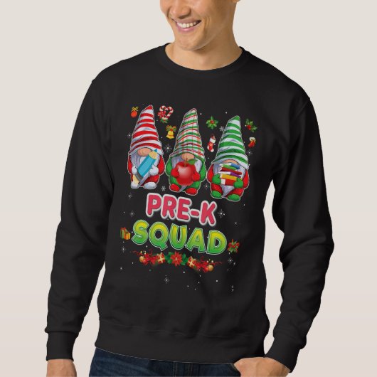 Pre K Squad Merry Christmas Gnomes Student Sweater (Voorkant)
