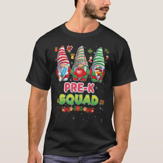 Pre K Squad Merry Christmas Gnomes Student Sweater T-shirt (Voorkant)