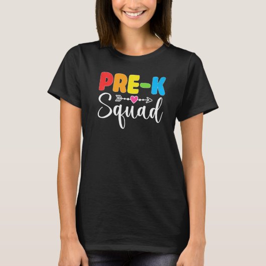 Pre K Squad PreSchool Teacher Student Team Back To T-shirt (Voorkant)
