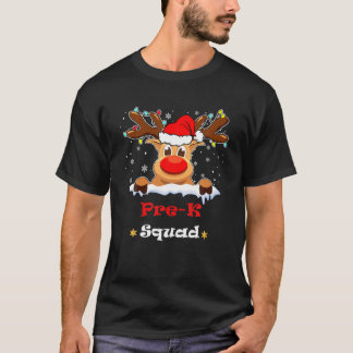 Pre-K Squad Pset Reindeer Santa Hat Teacher Xmas T-shirt