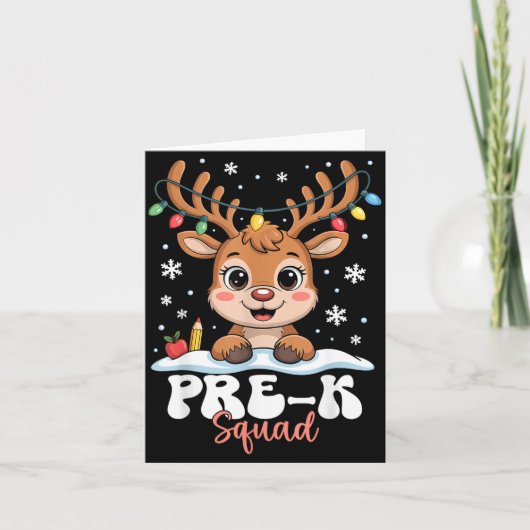 Pre-k Squad Reindeer Christmas Lights Cute Winter  Kaart (Voorkant)
