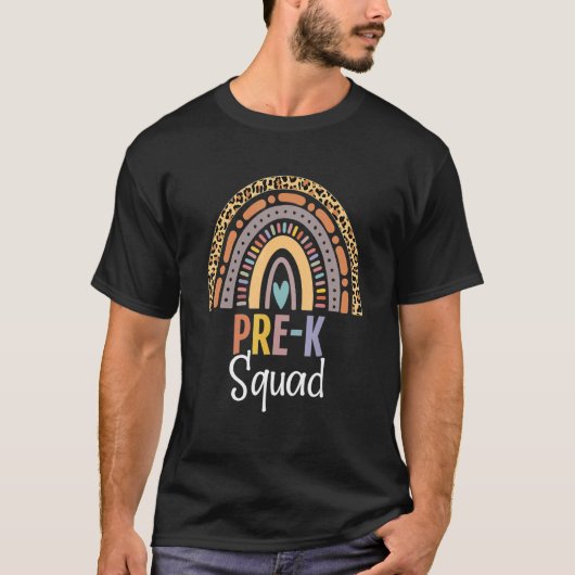Pre K Squad Terug naar School Boho Regenboog Luipa T-shirt (Voorkant)