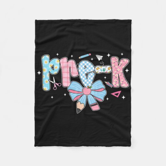 Pre-k strik gespen potlood geruit grappig terug na fleece deken (Voorkant)