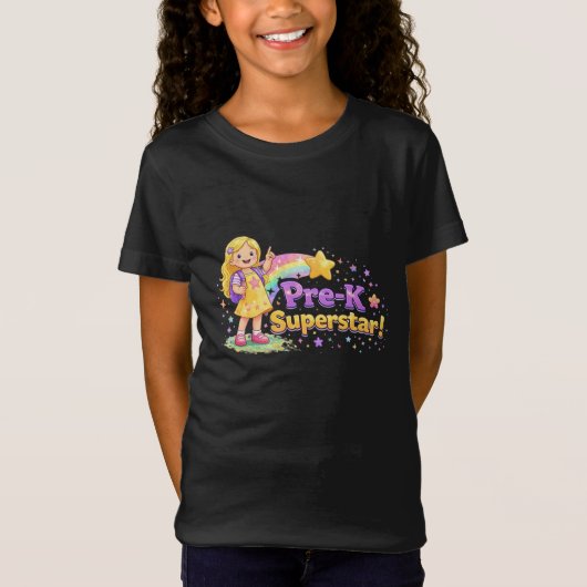 Pre-K Superstar – Bright Kids Design T-shirt (Voorkant)