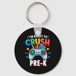 Pre-k T-shirt voor jongens videogame naar school e Sleutelhanger