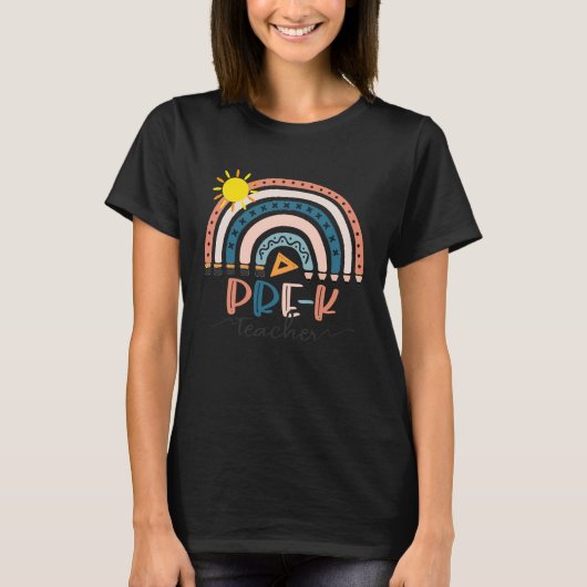 Pre K Teacher Boho Rainbow Teacher's Day T-shirt (Voorkant)