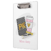 Pre-K Teacher Custom Black Book Preppy Coffee Klembord (Links)