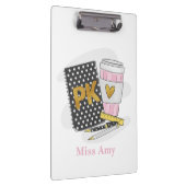 Pre-K Teacher Custom Black Book Preppy Coffee Klembord (Rechts)