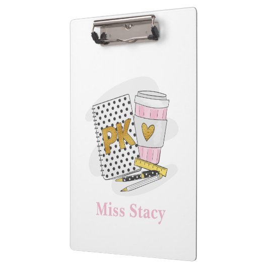 Pre K Teacher Custom Wit Notitieboek Koffie Klembord (Links)