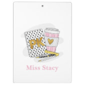 Pre K Teacher Custom Wit Notitieboek Koffie Klembord (Achterkant)