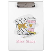 Pre K Teacher Custom Wit Notitieboek Koffie Klembord (Voorkant)