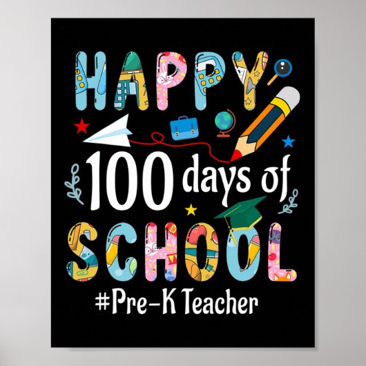 Pre-K Teacher Fun 100ste schooldag Poster (Voorkant)
