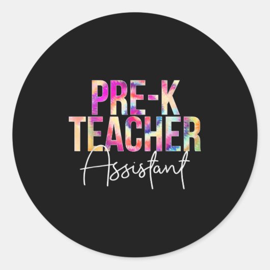 Pre-k Teacher Istant Tie Dye Back To School Apprec Ronde Sticker (Voorkant)