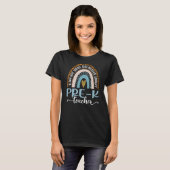 Pre K Teacher Leopard Boho Rainbow Back To School T-shirt (Voorkant volledig)
