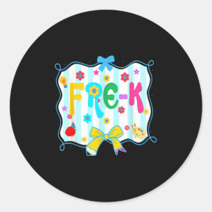 Pre-K Teacher Pencil Coquette Boog Terug Naar Scho Ronde Sticker