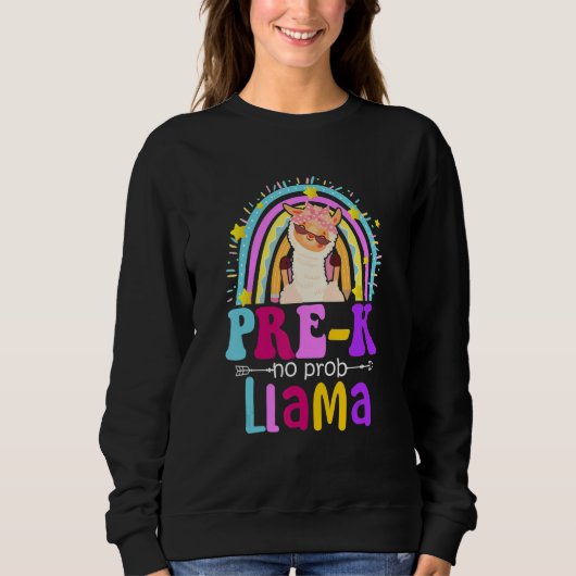 Pre-k Teacher Rainbow No Prob Llama 100 Days of Sc Trui (Voorkant)