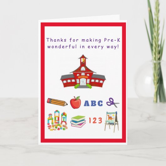 Pre-K Teacher/Staff Appreciation Card Kaart (Voorkant)