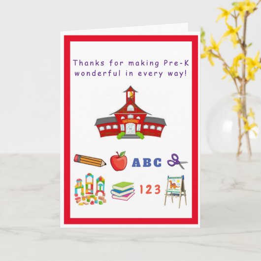 Pre-K Teacher/Staff Appreciation Card Kaart (Gele Bloem)
