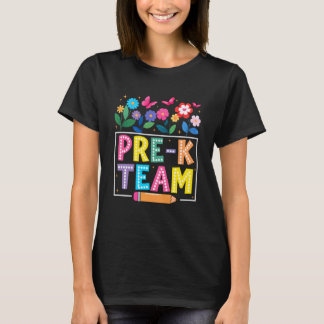 Pre-K Team Bloem Terug naar school leraar jongen m T-shirt