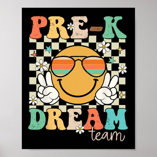 Pre-k Team Droomleraar Retro Peuterspeelzaal Terug Poster (Voorkant)