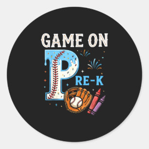 Pre-k terug naar school honkbal druppel ijs game ronde sticker