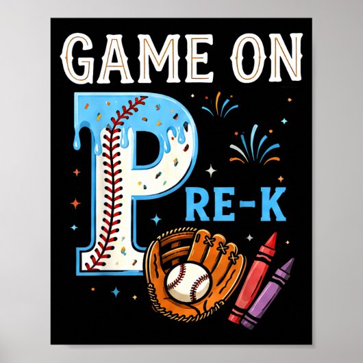 Pre-k terug naar school honkbal druppel ijs spel poster (Voorkant)