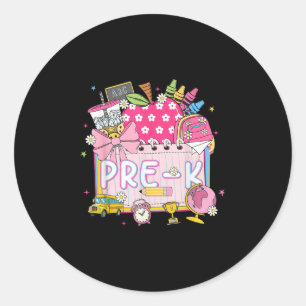 Pre-k Terug naar School Koffie Apple Teacher Vrouw Ronde Sticker