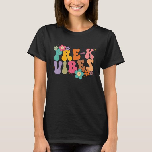 Pre K Vibes First Day Preschool Kids Back to Schoo T-shirt (Voorkant)