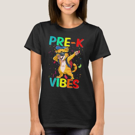 Pre K Vibes kat terug naar school T-shirt (Voorkant)