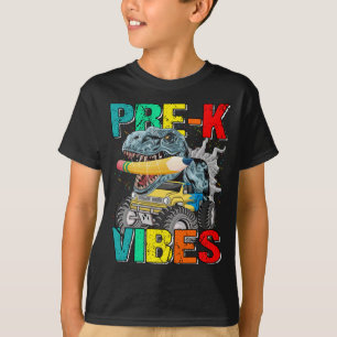 Pre-K Vibes Monster Truck Dinosaur Boys T-shirt