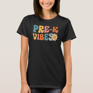 Pre K Vibes Pre kleuterschool Team Retro 1e dag va T-shirt