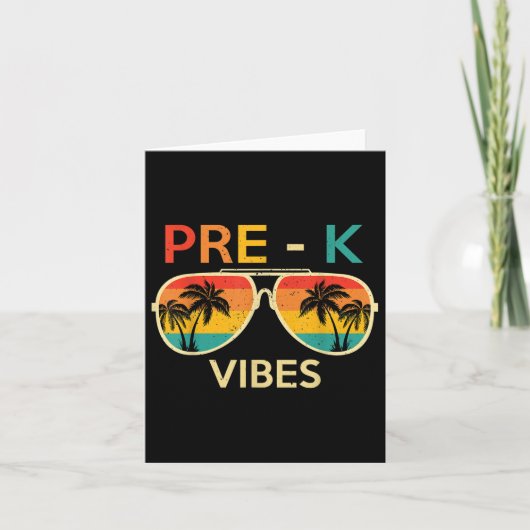 Pre K Vibes Retro Sunset Sungles Terug naar school Kaart (Voorkant)