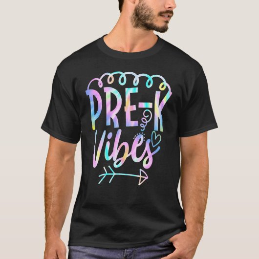 Pre-K Vibes Terug naar school Tie Dye Leerleraar T-shirt (Voorkant)